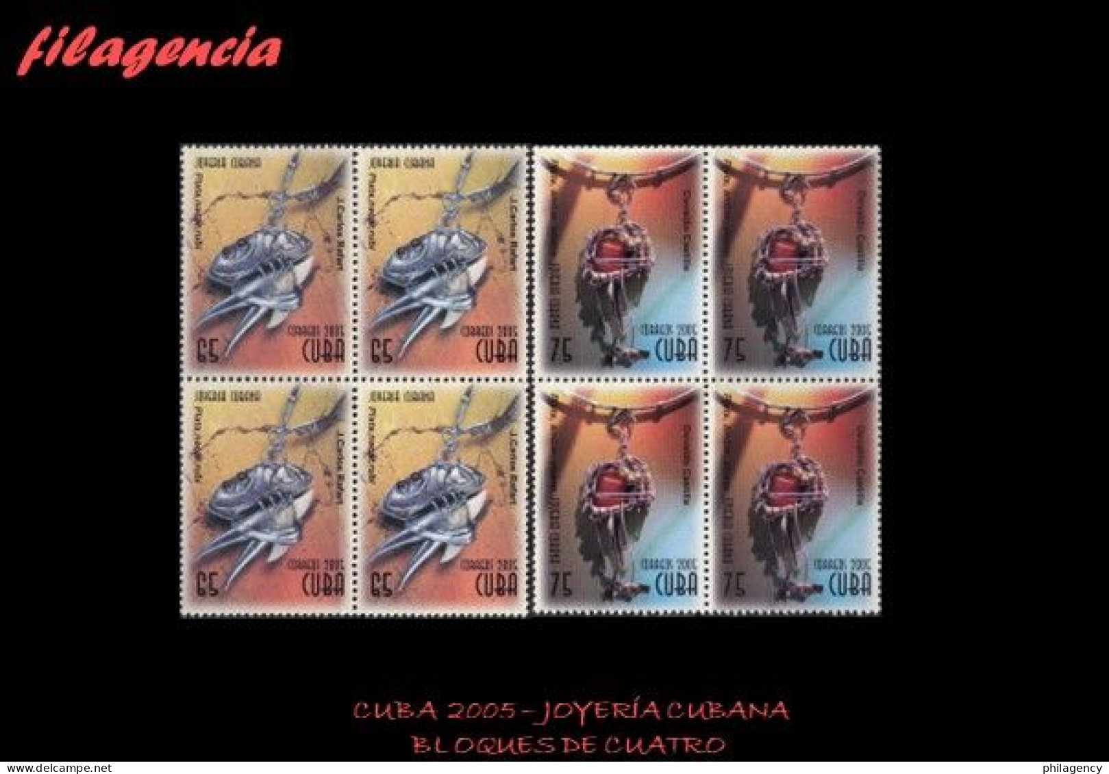 CUBA. BLOQUES DE CUATRO. 2005-34 JOYERÍA CUBANA - Neufs