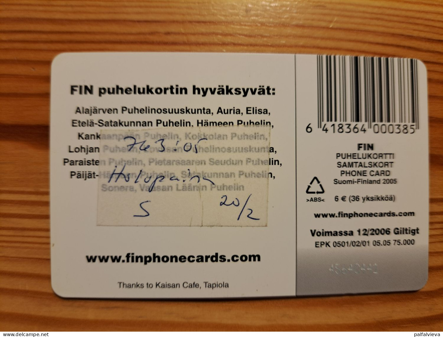 Phonecard Finland - Cinnamon Bun - Finlande