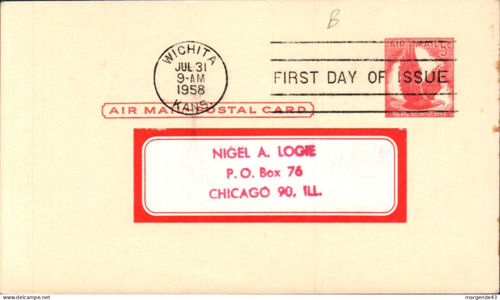 USA ETATS UNIS ENTIER CARTE FDC AIR MAIL 5 CENTS - 1961-80