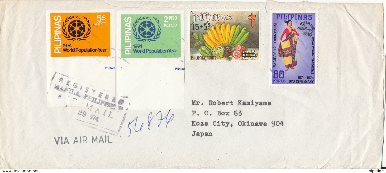 Philippines Registered Cover Sent Air Mail To Japan 29-3-1972 With More Topic Stamps Incl MAP, RED CROSS And UPU - Philippines