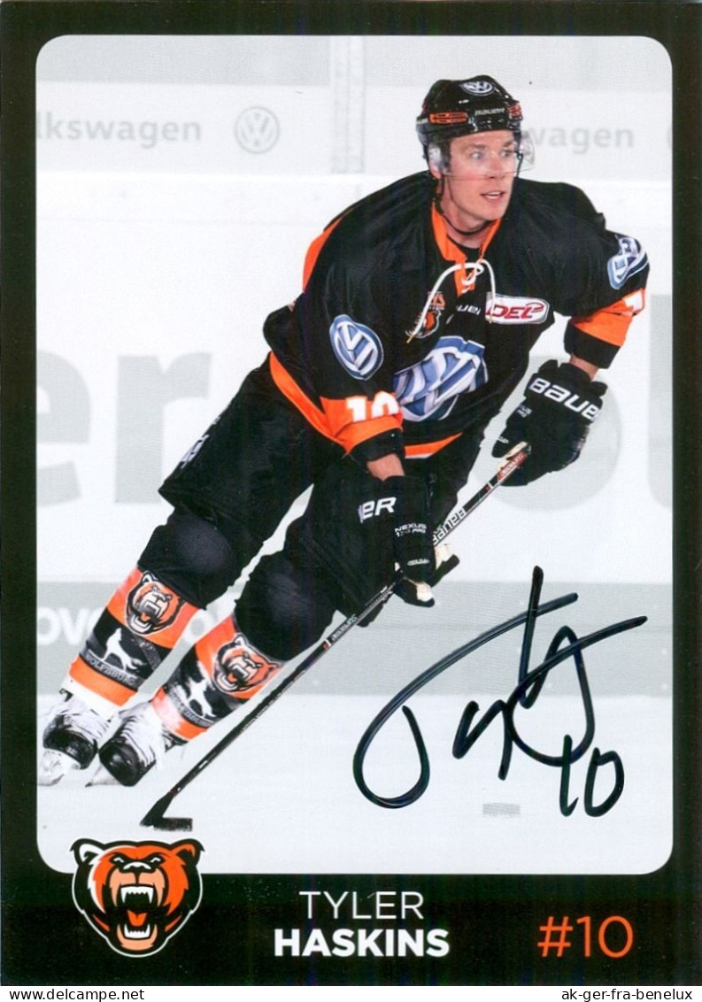 Autogramm Eishockey AK Tyler Haskins Grizzlys Wolfsburg 17-18 Grizzly Adams Utah Grizzlies Bridgeport Islanders Madison - Wintersport