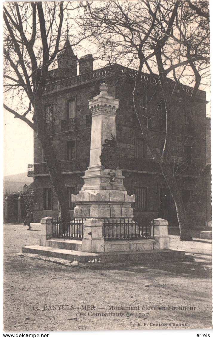 FR66 BANYULS SUR MER - Bf Chalon 13 - Monument élevé En L'honneur Des Combattants De 1793 - Animée - Belle - Banyuls Sur Mer