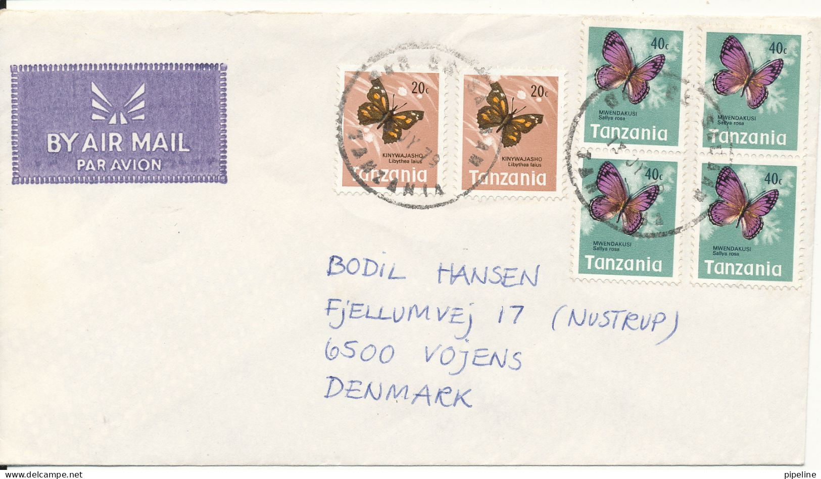 Tanzania Air Mail Cover Sent To Denmark 1979 Topic Stamps Butterflies - Tanzanie (1964-...)