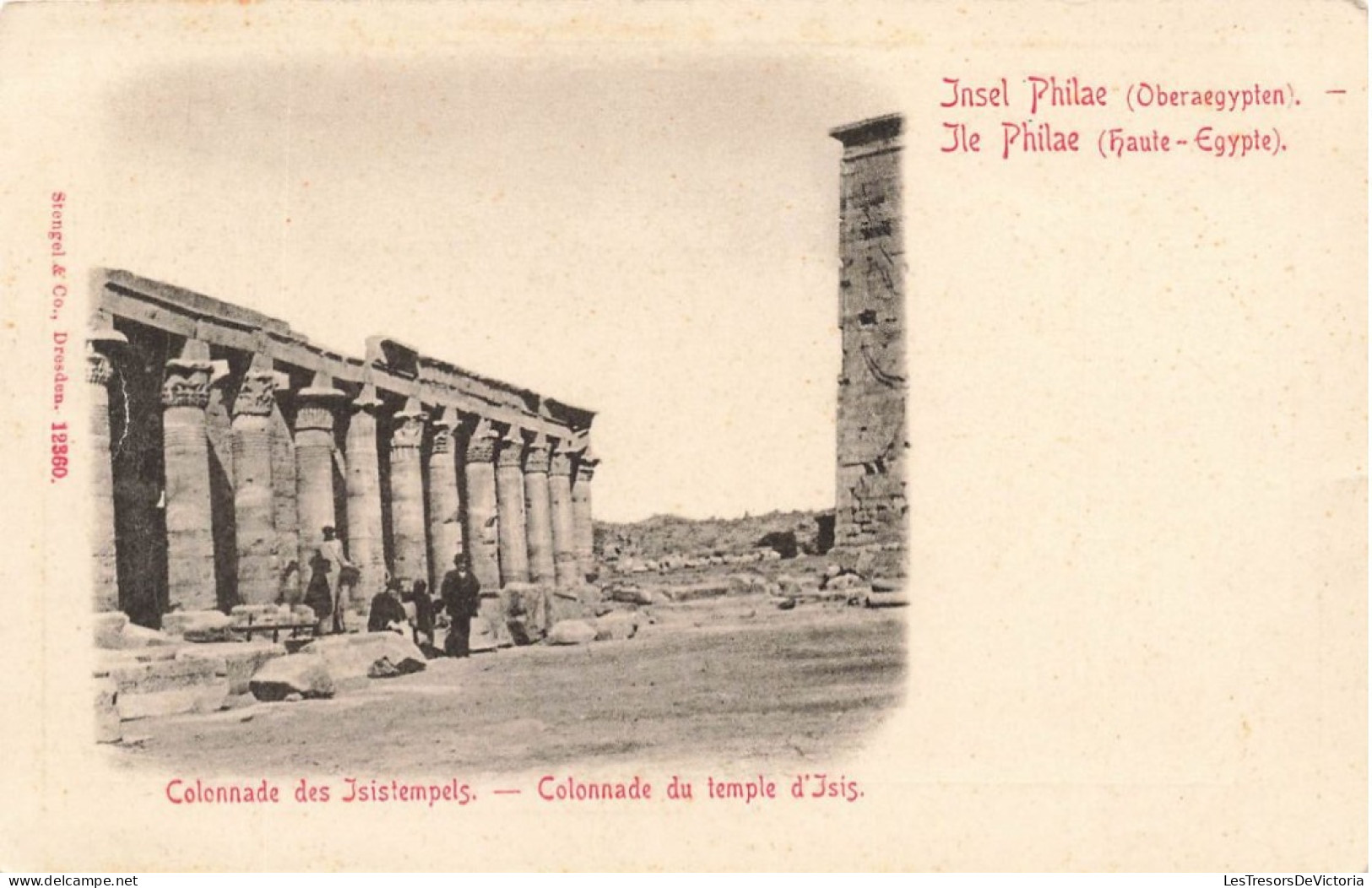 EGYPTE - Ile Philae - Colonnade Du Temple D'Isis - Animé - Carte Postale Ancienne - Other & Unclassified