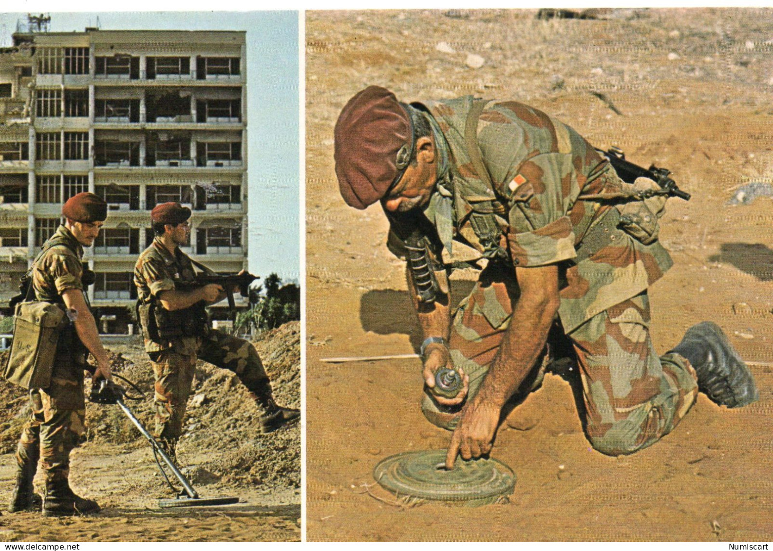 Liban Militaria Animée Militaires Italiens Au Liban Mines Démineurs - Libanon