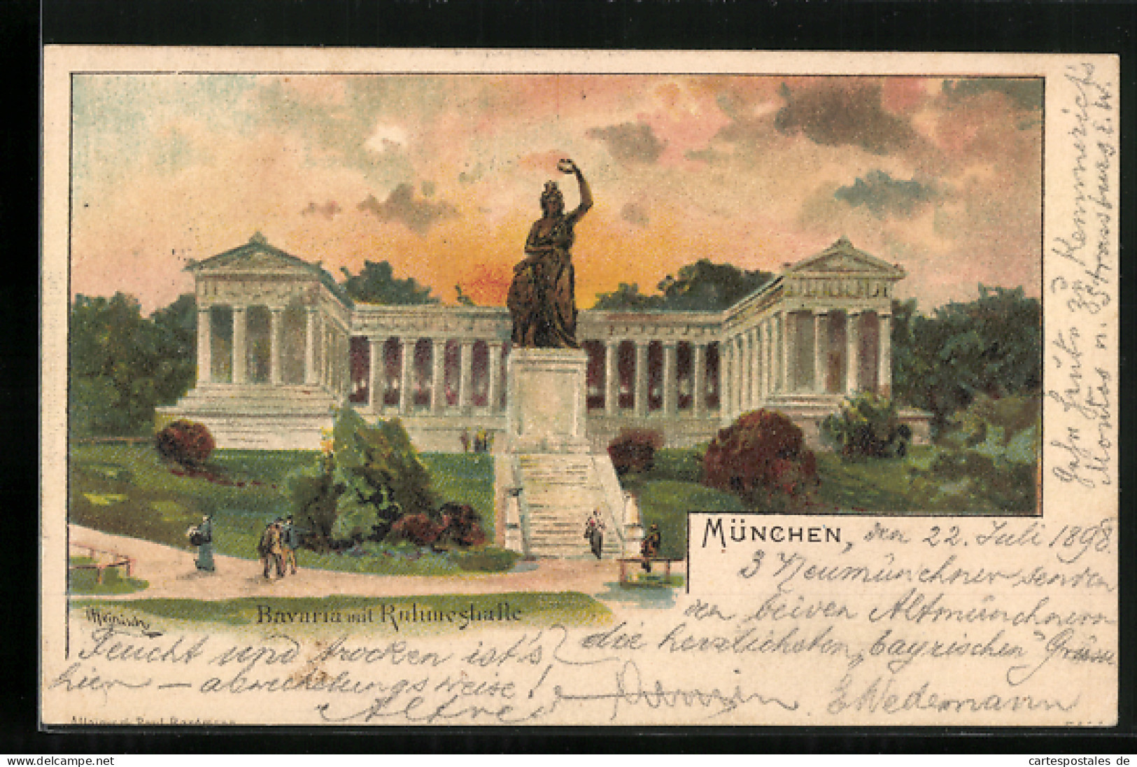 Künstler-AK München, Ruhmeshalle Und Bavaria Mit Anlagen  - Other & Unclassified