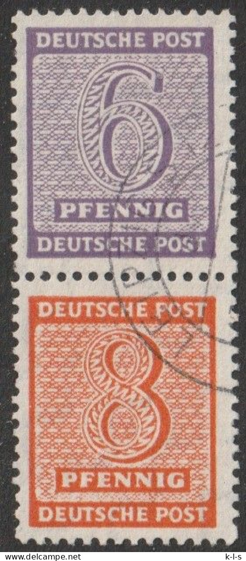 SBZ- West-Sachsen: 1945, Zusammendruck: Mi. Nr. S Zd 5, 129/130, 6/8 Pfg.  Freimarken: Ziffern.  Gestpl./used - Used