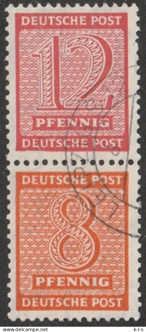 SBZ- West-Sachsen: 1945, Zusammendruck: Mi. Nr. S Zd 6, 132/130, 12/8 Pfg.  Freimarken: Ziffern.  Gestpl./used - Afgestempeld