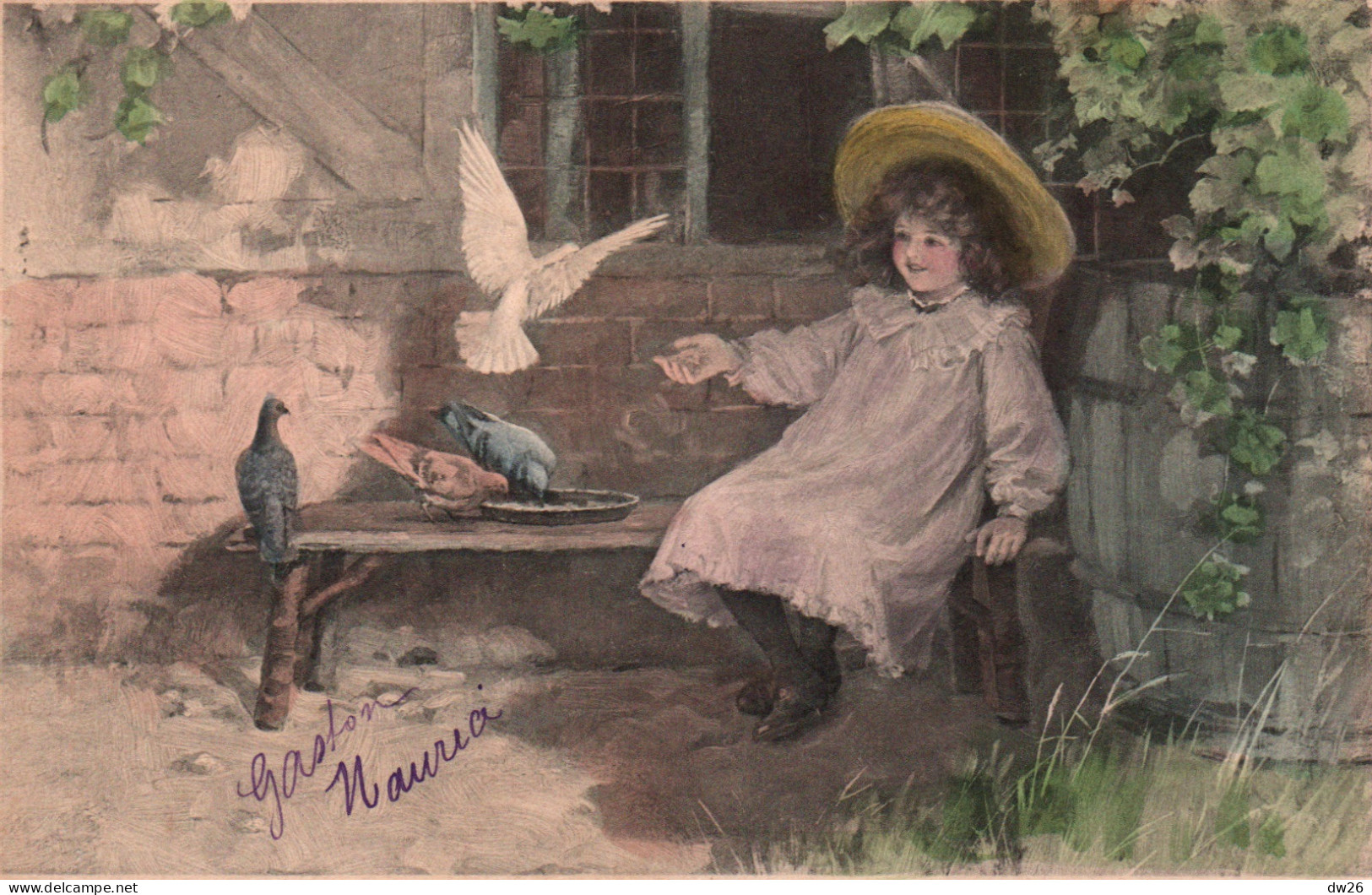 Illustration M.M. Vienne (M. Munk) Fillette Et Colombes - Carte N° 568 - Vienne