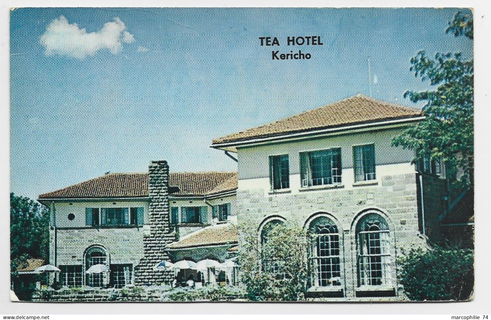 KENYA 70C SOLO CARD AVION TEA HOTEL KARICHO 1971 TO GENEVE - Kenia (1963-...)