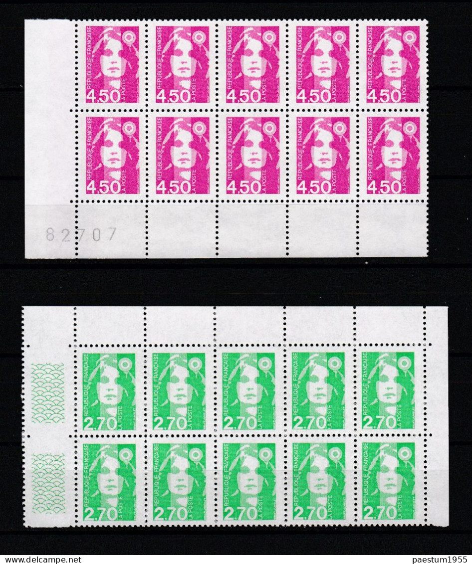 2 Blocs De 10 Timbres  France 1996 Neuf** MNH Marianne De BRIAT 3005  3007 Bord De Feuille - 1989-1996 Bicentenial Marianne