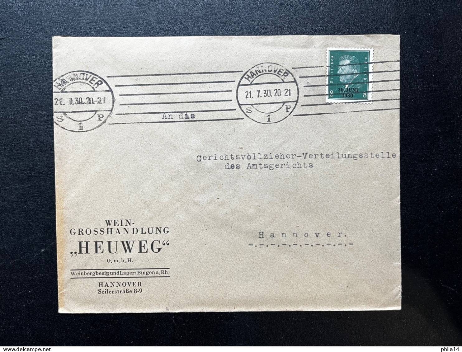 ENVELOPPE ALLEMAGNE / HANNOVER 1930 POUR HANNOVER / HEUWEG - Storia Postale