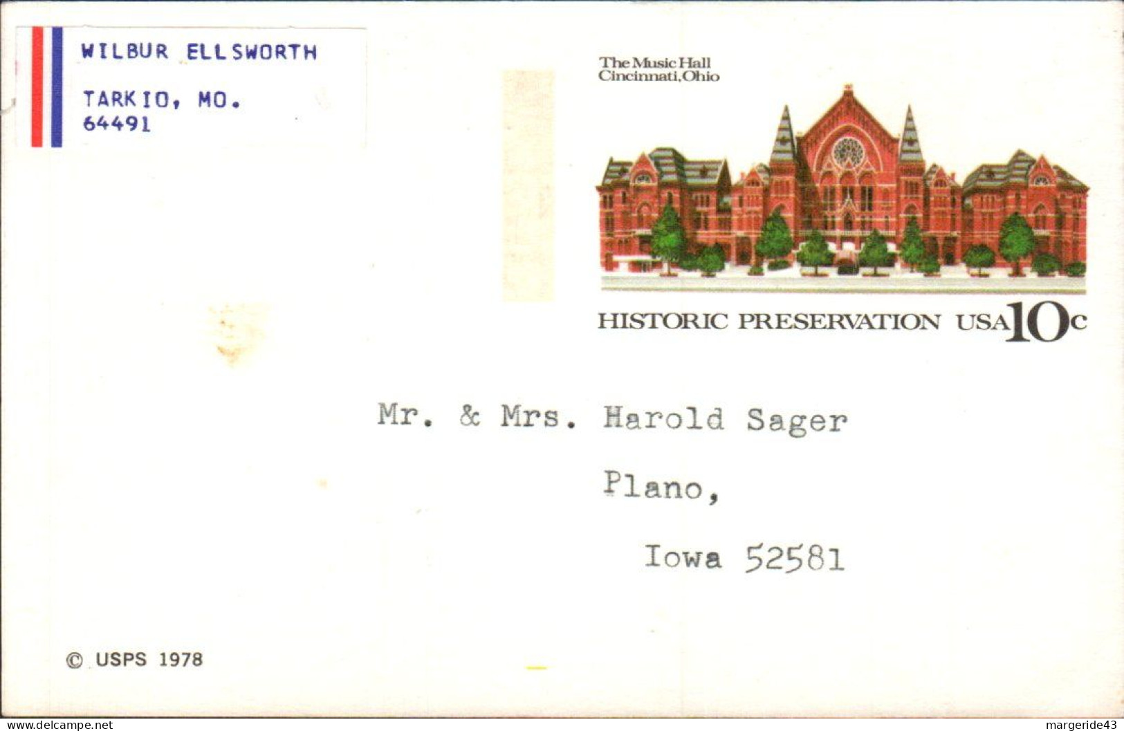 USA ETATS UNIS ENTIER CARTE HISTORIC PRESERVATION - Lettres & Documents