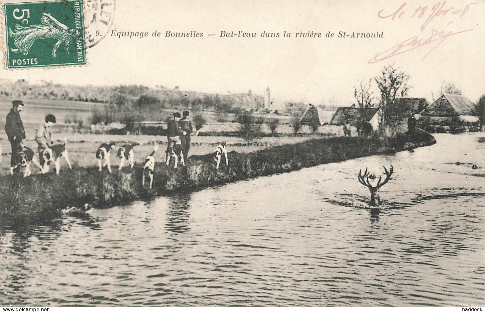 RAMBOUILLET : CHASSE A COURRE - EQUIPAGES DE BONNELLES - DANS LA RIVIERE DE ST ARNOULD - Rambouillet