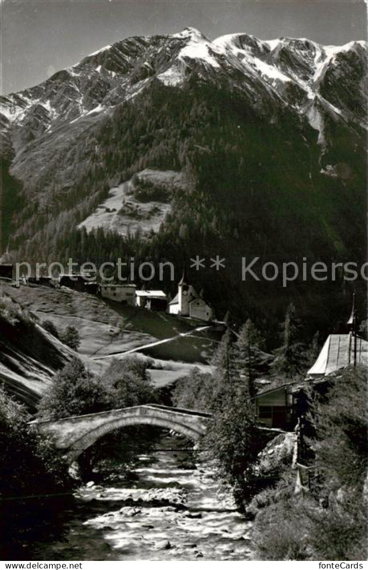 13826978 Binn Mit Breithorn Kirche Und Bruecke Ueber Die Binna Binn - Autres & Non Classés