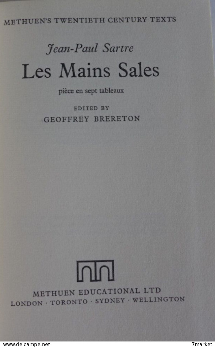 Jean Paul Sartre - Les Mains Sales / éd. Methuen, Coll. "Twentieth Century Texts", Année 1969 - Auteurs Français