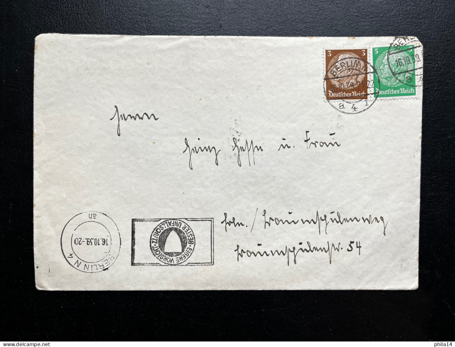 ENVELOPPE ALLEMAGNE / BERLIN N4 1939 / EIGENE VORSICHT BESTER UNFALLSCHUTZ - Briefe U. Dokumente