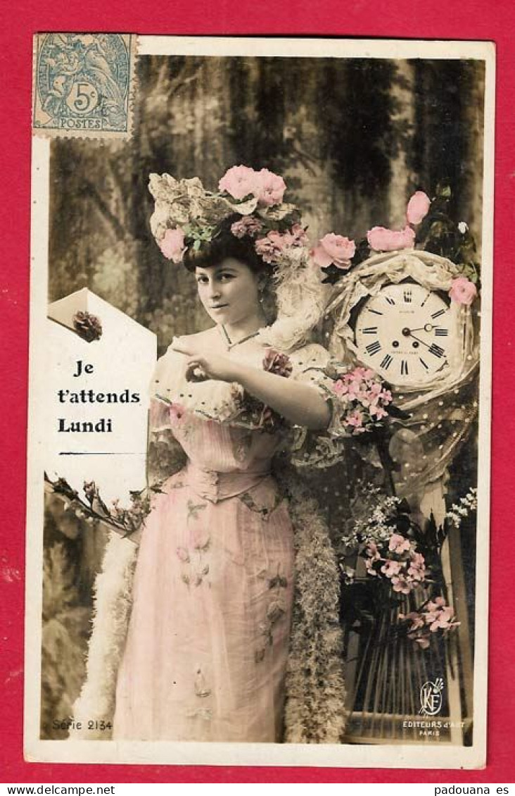 AF215-FANTAISIES  FEMME   RENDEZ VOUS  LUNDI 1907 CHAPEAU FLEURI  HORLOGE -KF 2134 - Women