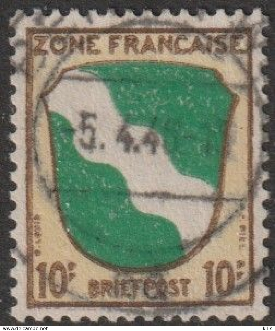 Franz. Zone- Allg. Ausgaben: 1945, Mi. Nr. 5, Wappen Der Länder Der Franz. Zone, 10 Pfg. Rheinland.  Gestpl./used - Amtliche Ausgaben