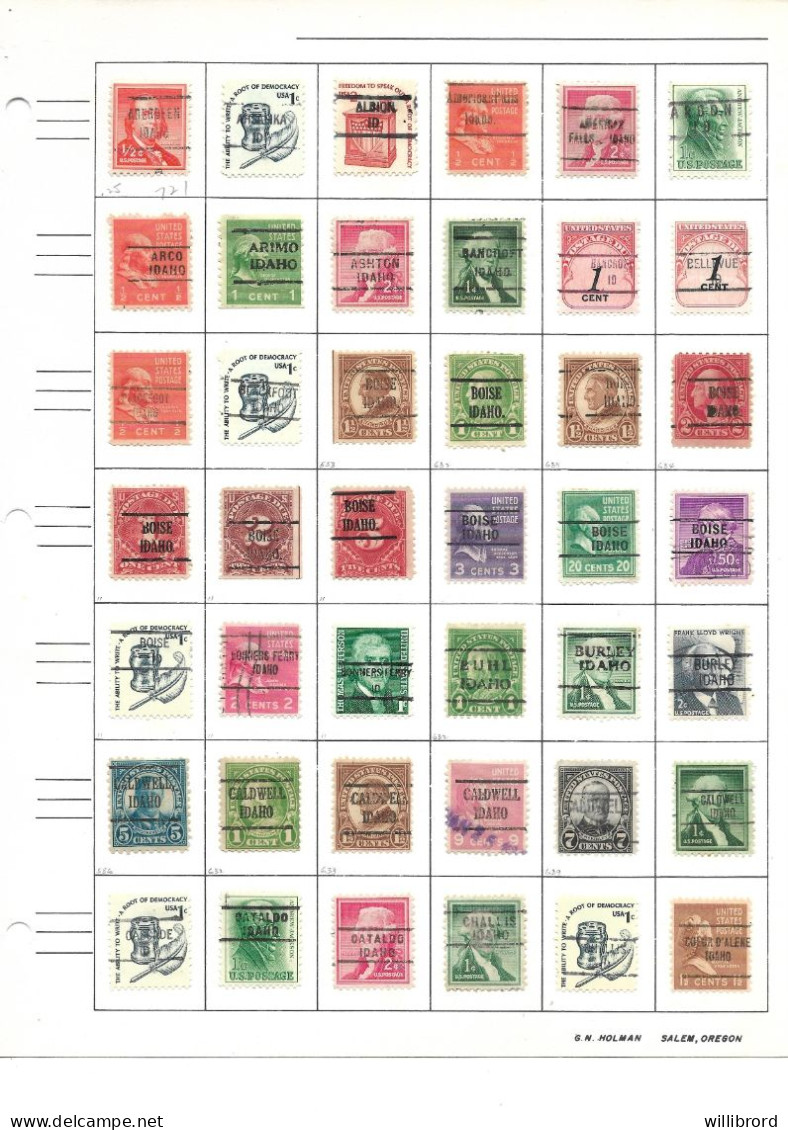 Precancels IDAHO Collection 247 Stamps - Mounted A-Z - Good Variety And Condition - 5 Scans - Voorafgestempeld