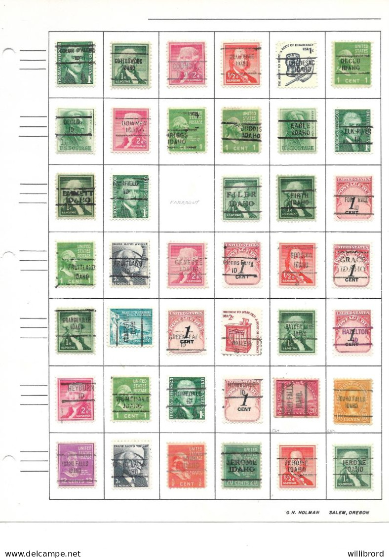 Precancels IDAHO Collection 247 Stamps - Mounted A-Z - Good Variety And Condition - 5 Scans - Precancels