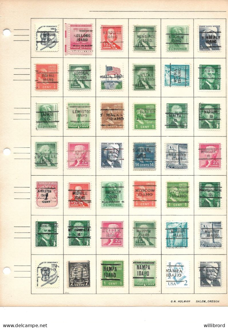 Precancels IDAHO Collection 247 Stamps - Mounted A-Z - Good Variety And Condition - 5 Scans - Préoblitérés