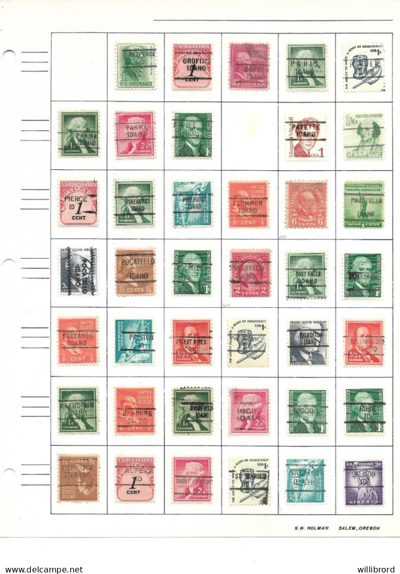 Precancels IDAHO Collection 247 Stamps - Mounted A-Z - Good Variety And Condition - 5 Scans - Precancels