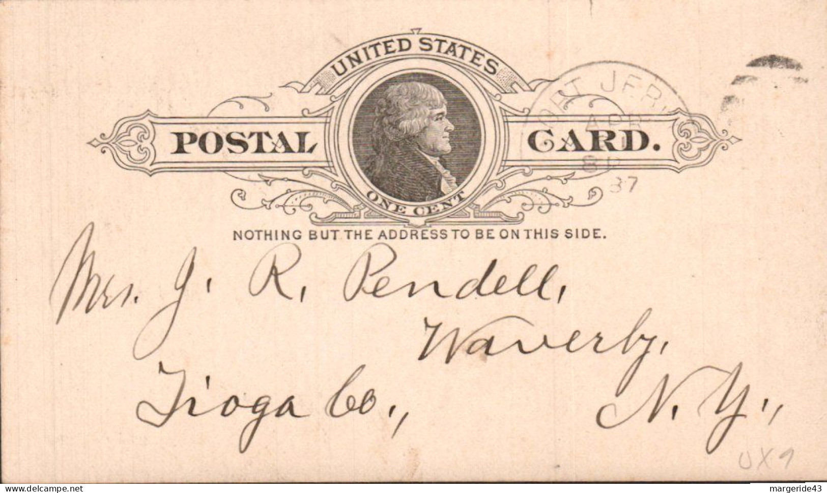 USA ETATS UNIS ENTIER CARTE 1887 - Storia Postale