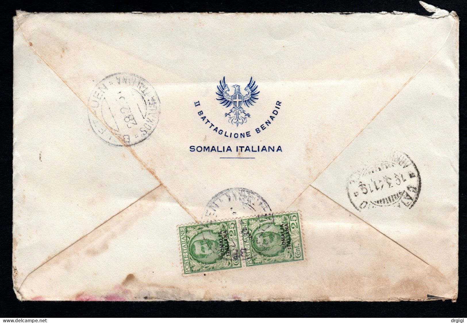 SOMALIA ITALIANA, BUSTA 1932, SASS. 172, BELET UEN X CATANZARO - RARO - Somalie