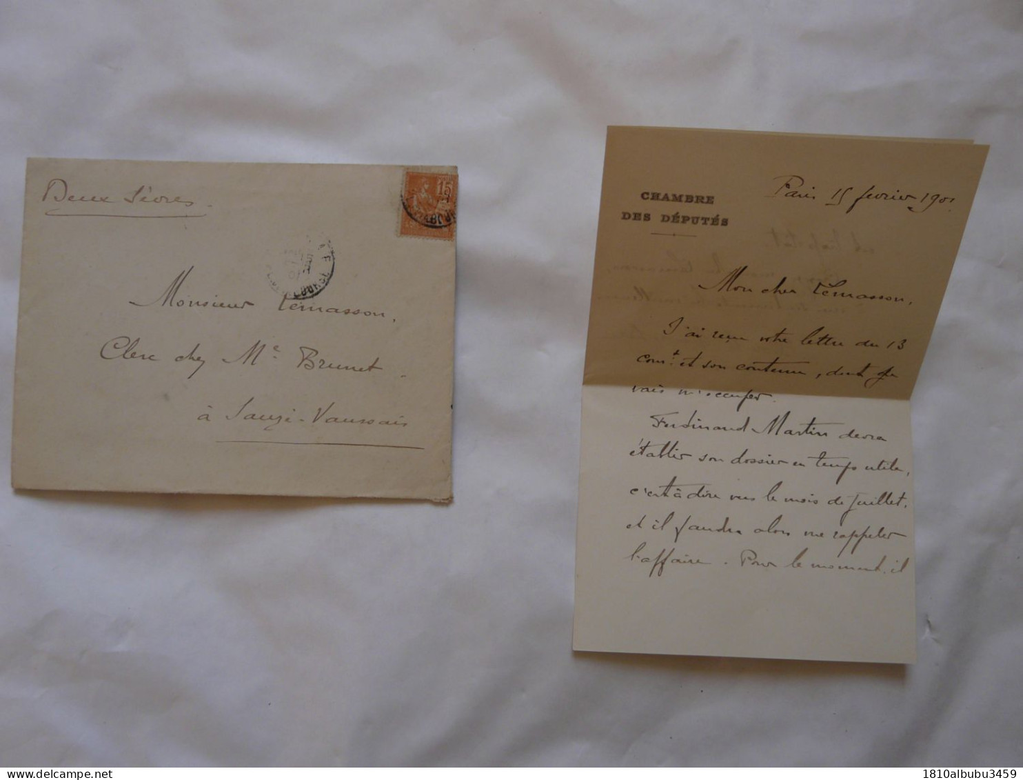 LETTRE Du BARON DE LA CHEVRELIERE (Chambre Des Députés) à Un Clerc De Notaire De SAUZE-VAUSSAIS (79)1901 - Historical Documents