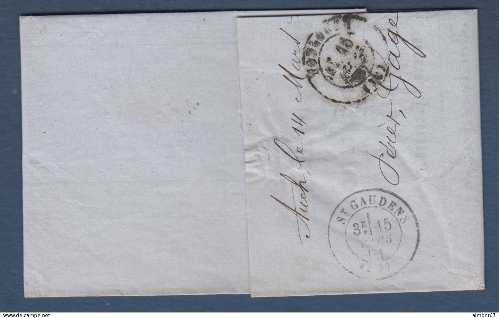 Bordeaux N° 48 Sur Lettre D'Auch Pour St Gaudens - 1870 Bordeaux Printing