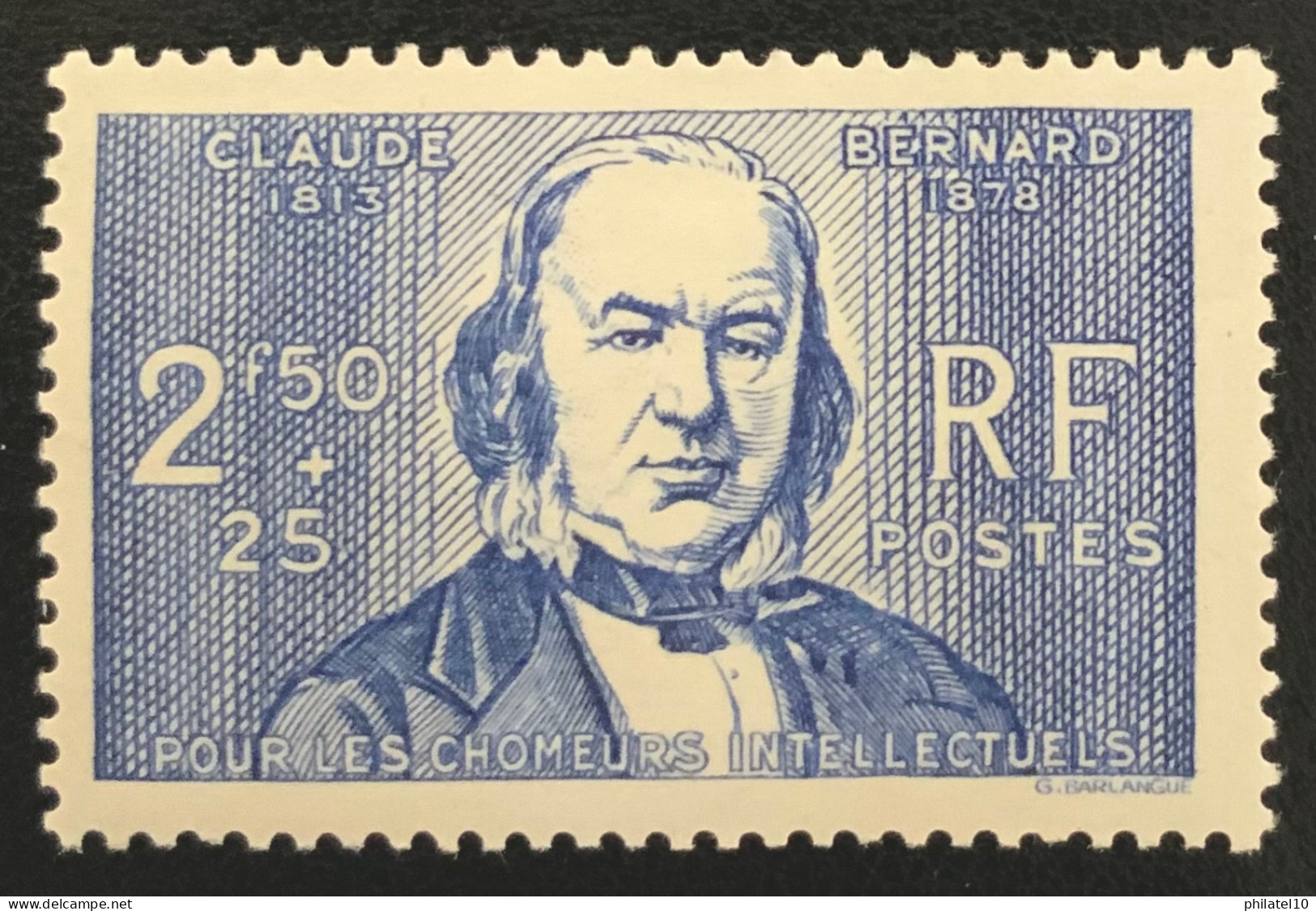 1940 FRANCE N 464 CLAUDE BERNARD - POUR LES CHÔMEURS INTELLECTUELS - NEUF** - Unused Stamps