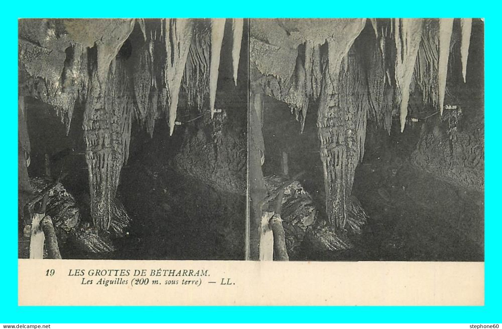 A803 / 319 64 - BETHARRAM Les Grottes Carte Stéréoscopique - Lestelle-Bétharram