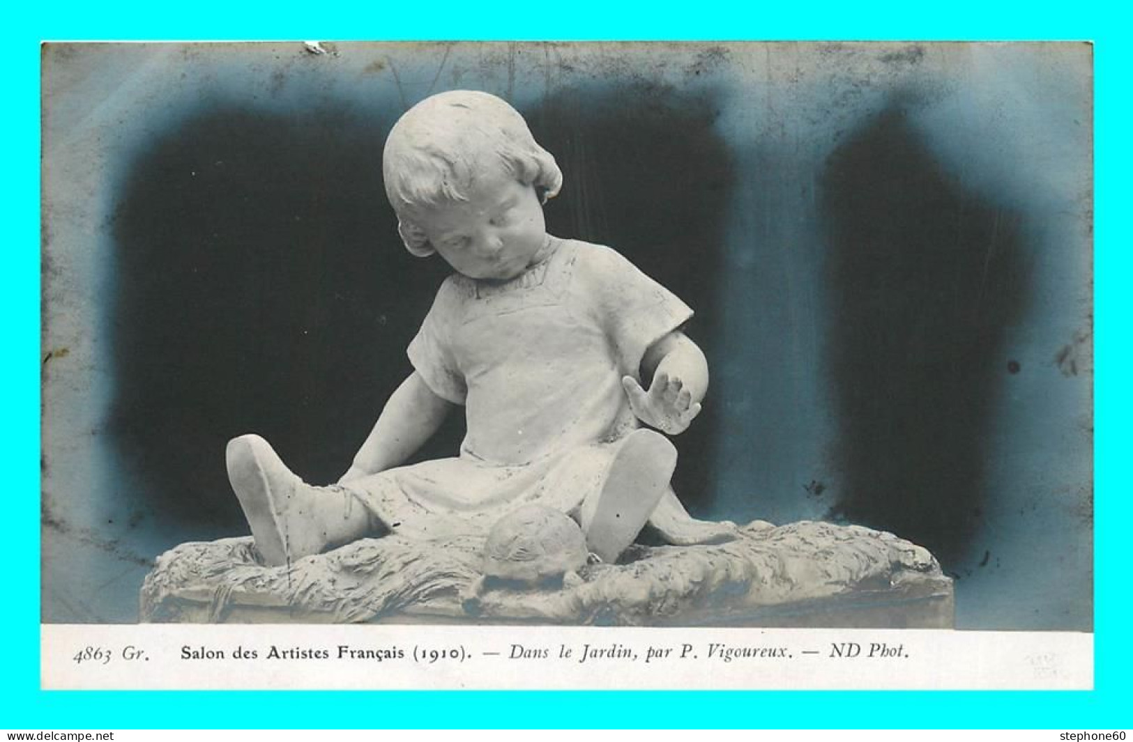 A804 / 143 Salon Des Artistes Francais 1910 Dans Le Jardin Par P. Vigoureux - Sculture