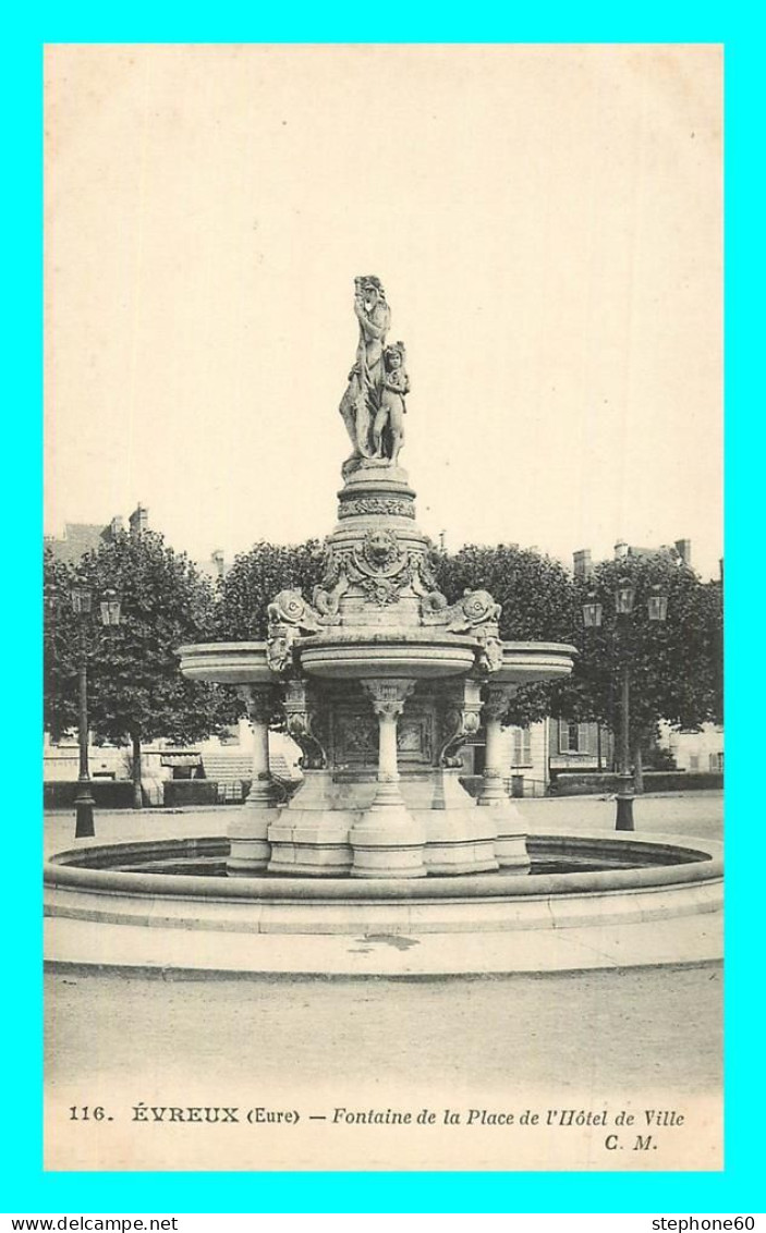 A807 / 595 27 - EVREUX Fontaine De La Place D L'Hotel De Ville - Evreux