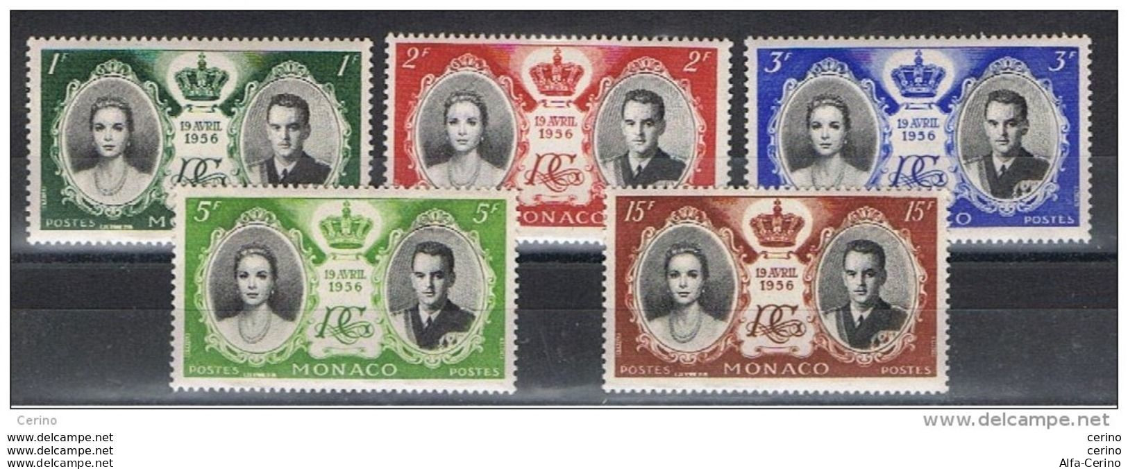 MONACO:  1956  NOZZE  -  S. CPL. 5  VAL. N.  -  YV/TELL. 473/77 - Nuevos