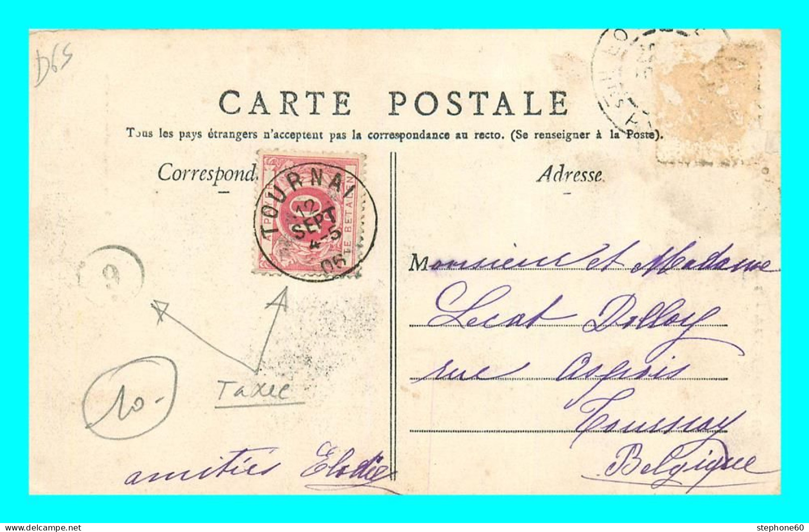 A810 / 033 Timbre Taxe Belgique Oblitération TOURNAI Sur Lettre - Storia Postale