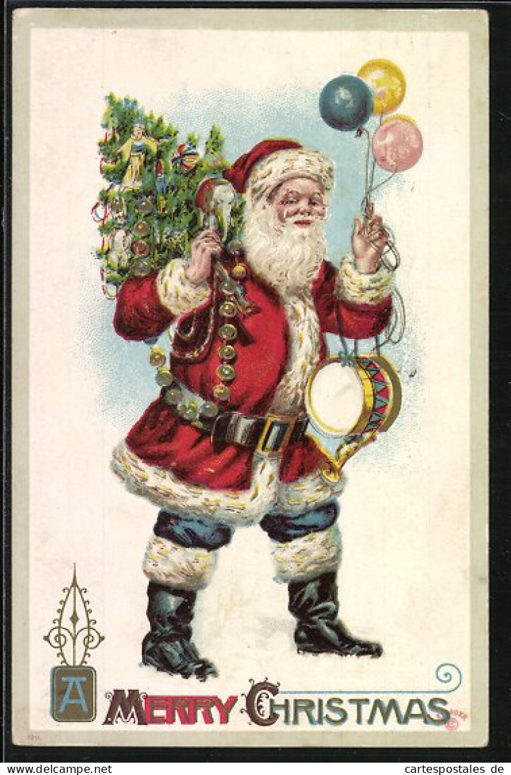 Präge-AK Weihnachtsmann Mit Geschenken Zum Fest  - Santa Claus