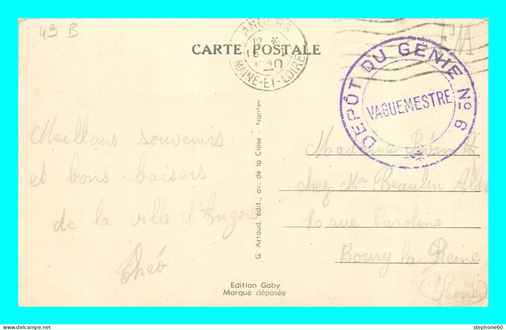 A818 / 007 Cachet Militaire DEPOT DU GENIE N°6 Vaguemestre - Bolli Militari A Partire Dal 1900 (fuori Dal Periodo Di Guerra)