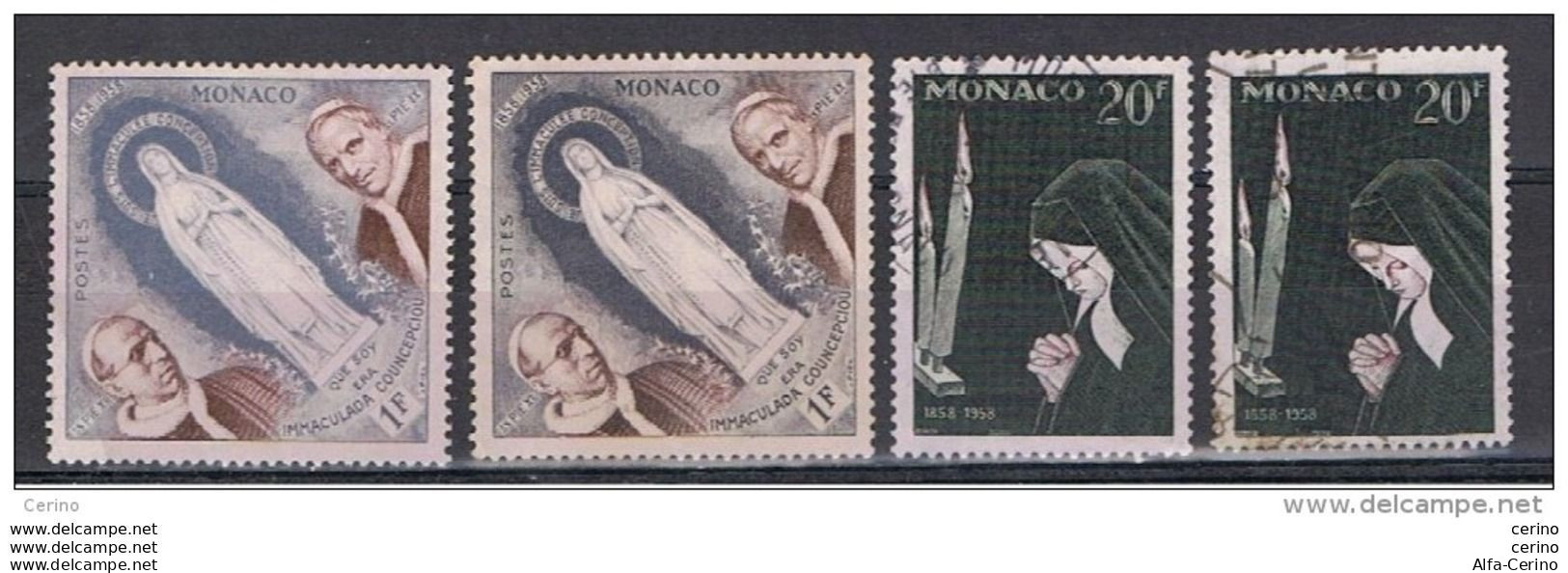 MONACO:  1958  LOURDES  -  4  VAL. N/US.  -  YV/TELL. 492//499 - Usati