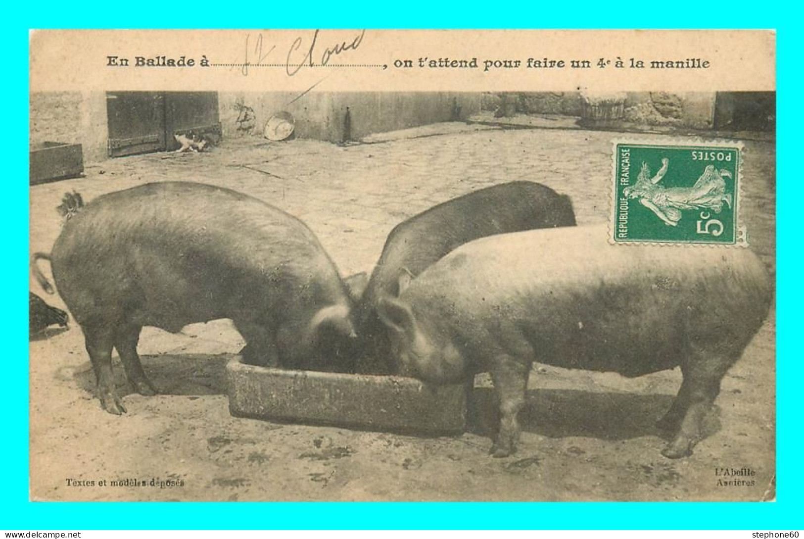 A818 / 177 COCHONS On T'attend Pour Faire Un 4e à La Manille ( Cochon ) - Cerdos