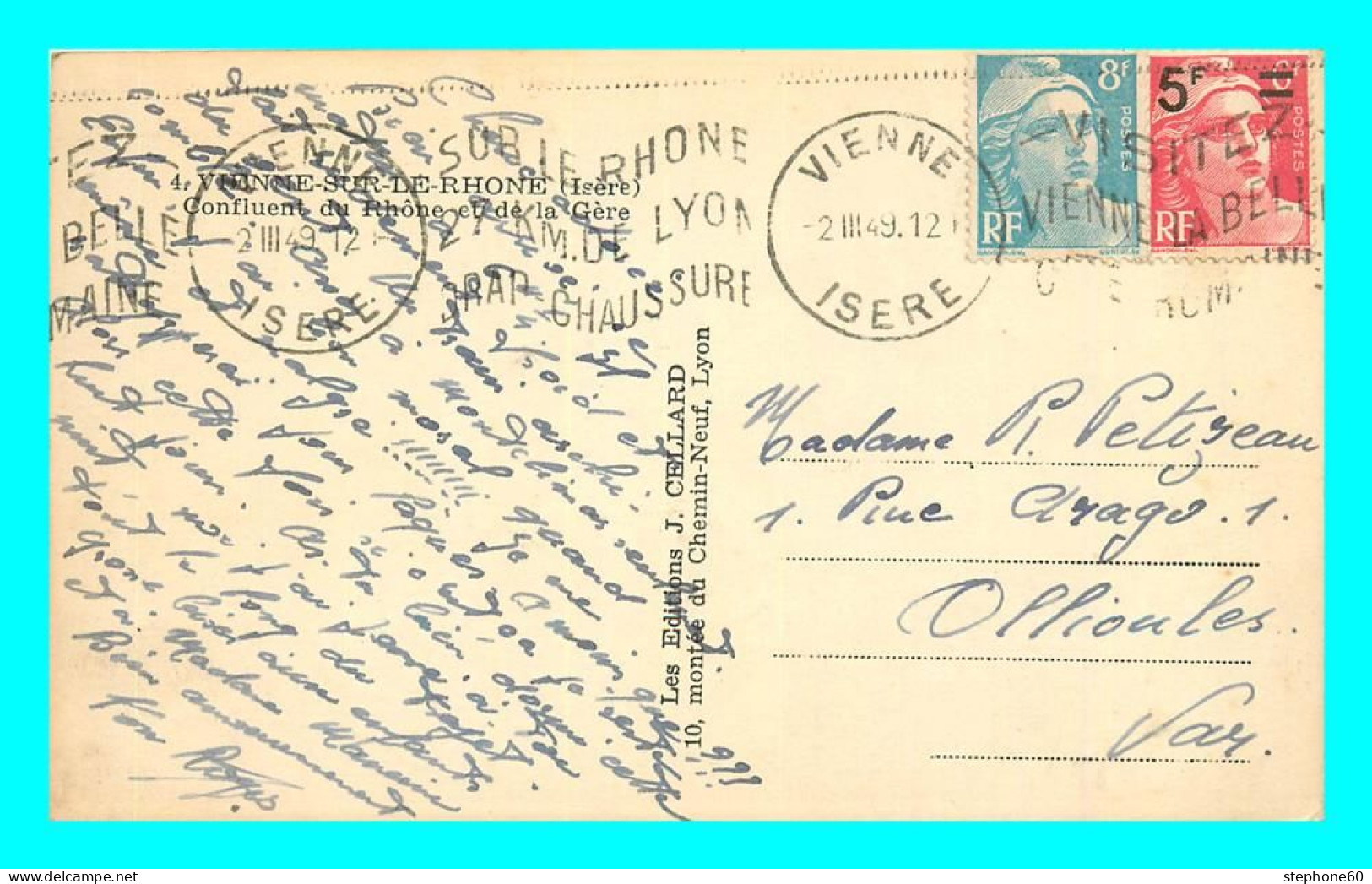 A821 / 293  Timbre Dont N° 827 Surcharge Sur Lettre Valence - 1921-1960: Modern Tijdperk