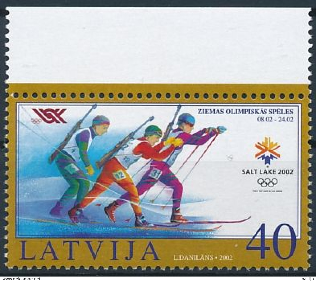 Mi 565 A ** MNH / Winter Olympics, Salt Lake City, Biathlon - Letland