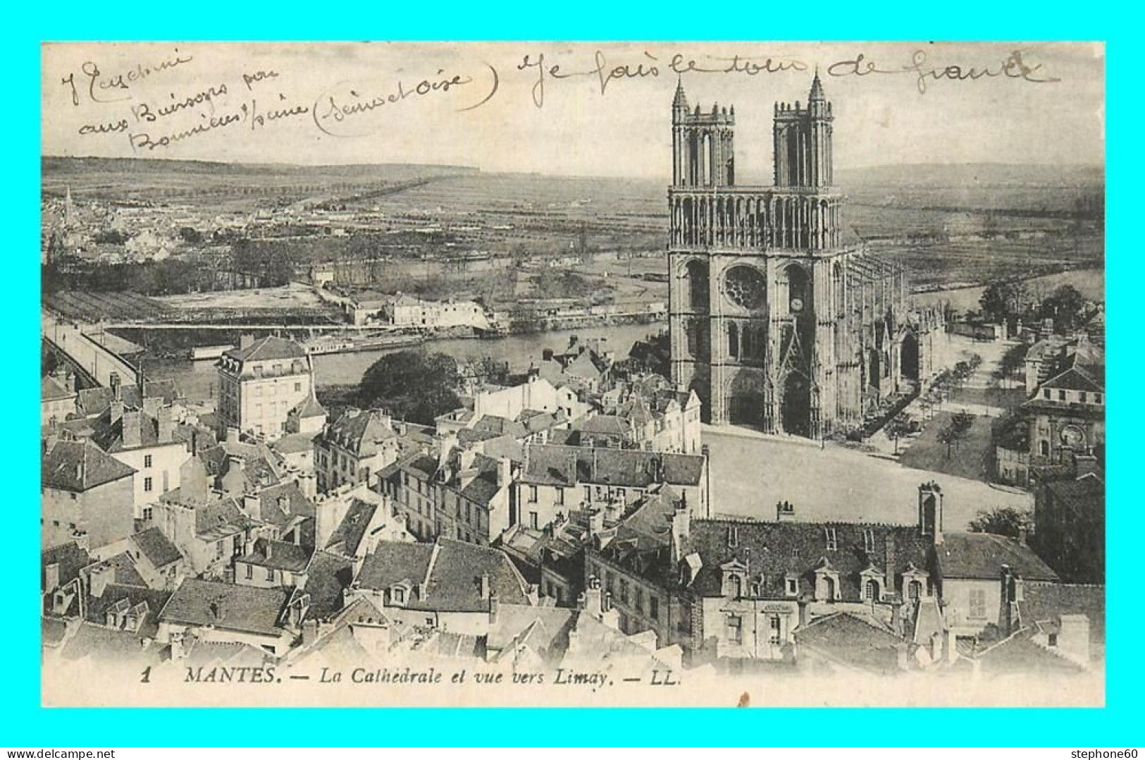 A819 / 319 78 - MANTES Cathédrale Et Vue Vers Limay - Mantes La Jolie