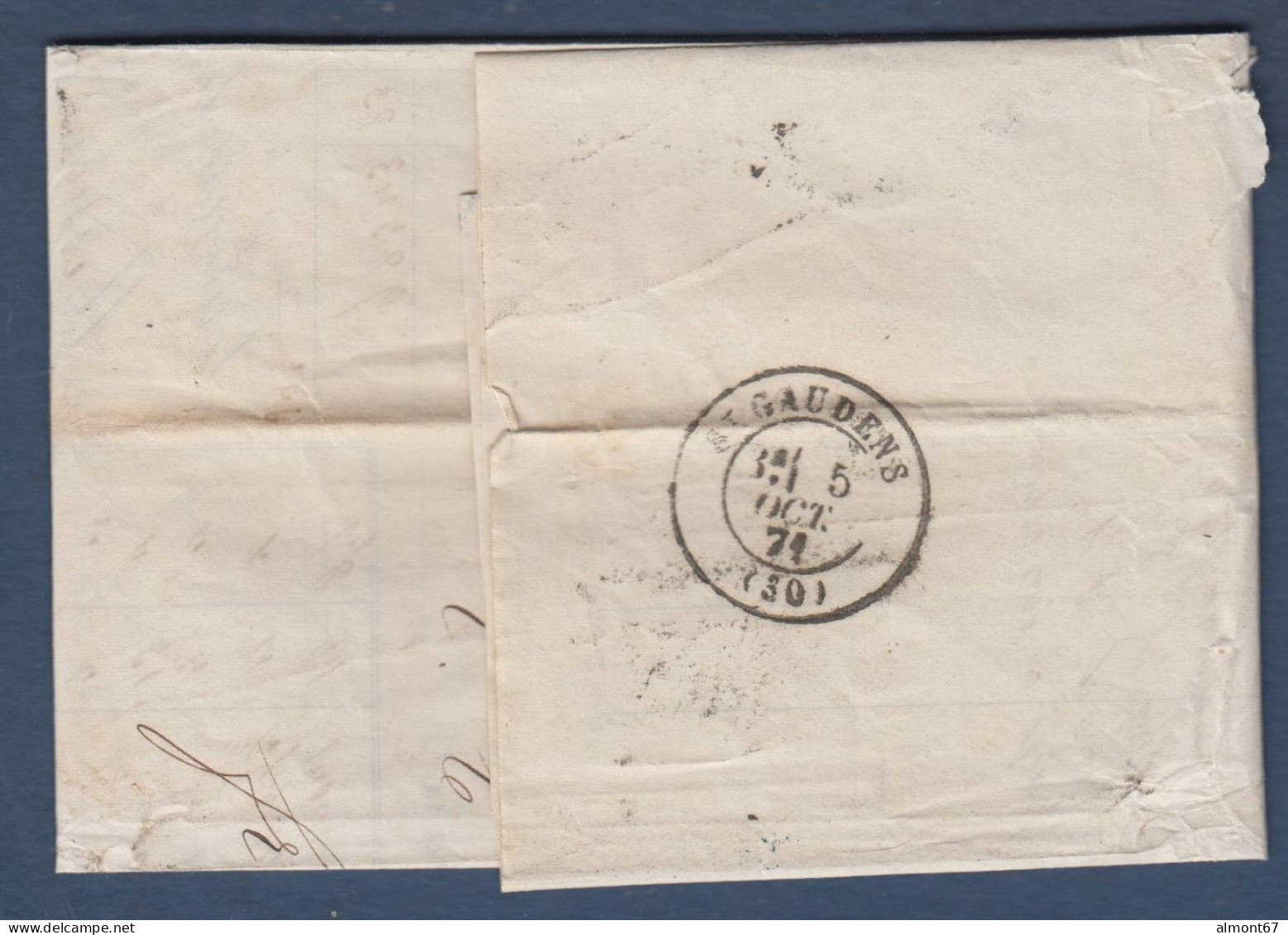 Bordeaux N° 47 Et 48 Sur Lettre De Toulouse Pour St Gaudens - 1870 Bordeaux Printing