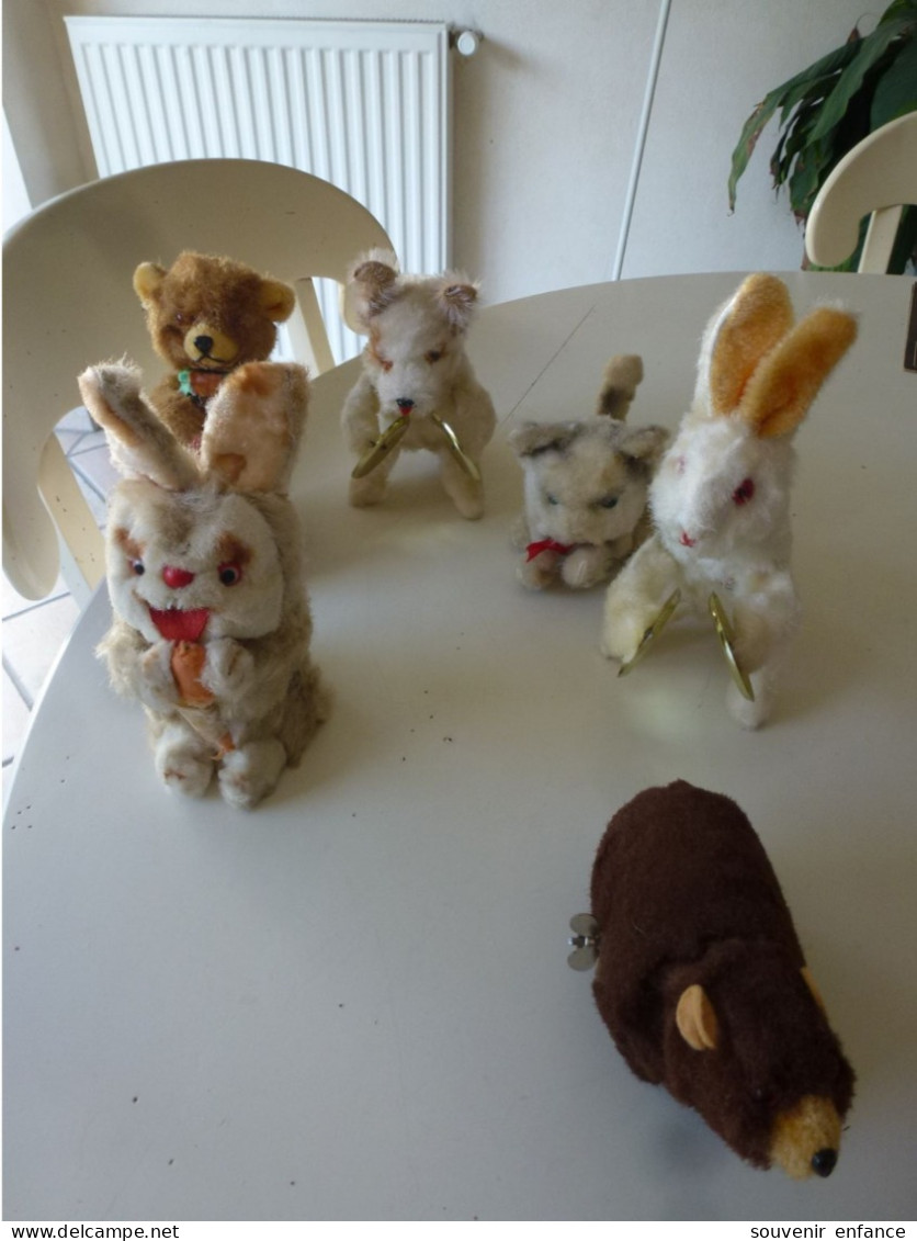 Lot De 6 Automates Peluches West Germany Ours Tricoteur Musicien Lapin Chat Jouet Enfant - Peluche