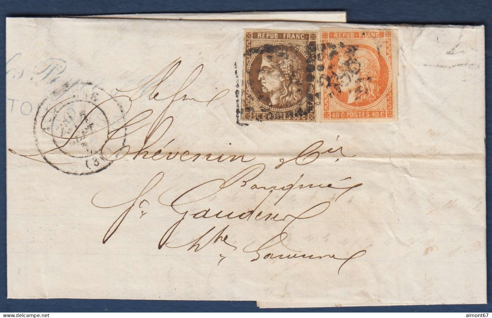 Bordeaux N° 47 Et 48 Sur Lettre De Toulouse Pour St Gaudens - 1870 Emisión De Bordeaux