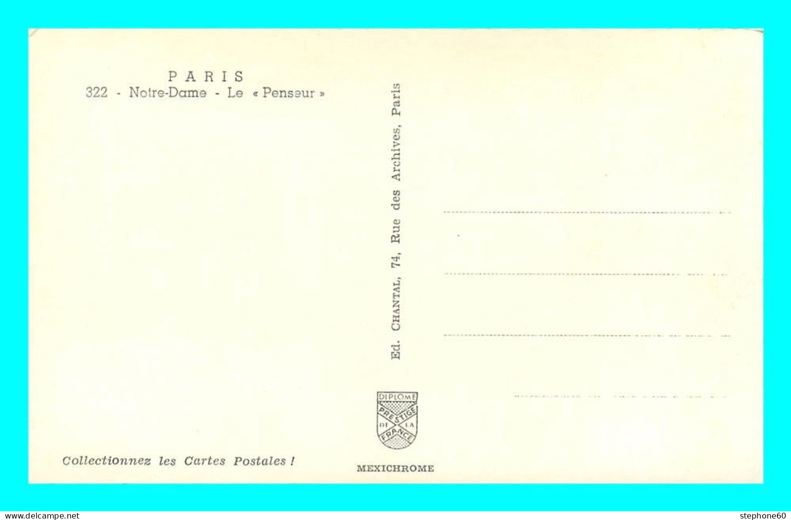 A827 / 339 75 - PARIS Notre Dame Le Penseur - Andere & Zonder Classificatie