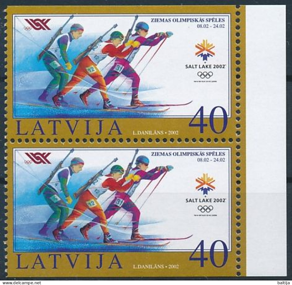 Mi 565 Do/Du ** MNH / Winter Olympics, Salt Lake City, Biathlon - Letland