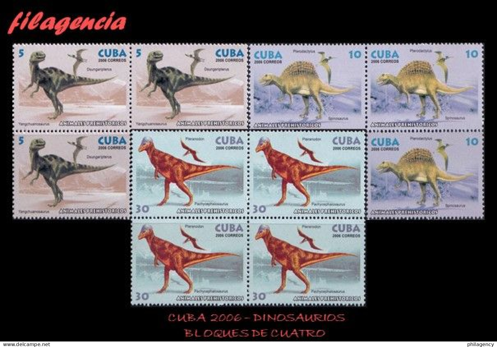 CUBA. BLOQUES DE CUATRO. 2006-11 FAUNA PREHISTÓRICA. DINOSAURIOS - Ungebraucht